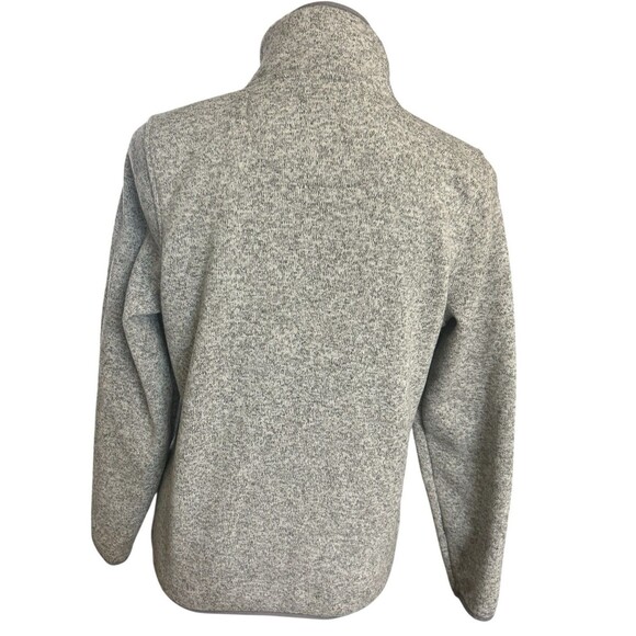 LL Bean Women’s Fleece Pullover SP Gray Heather Snap Front Sweater Knit Jacket - Picture 5 of 8